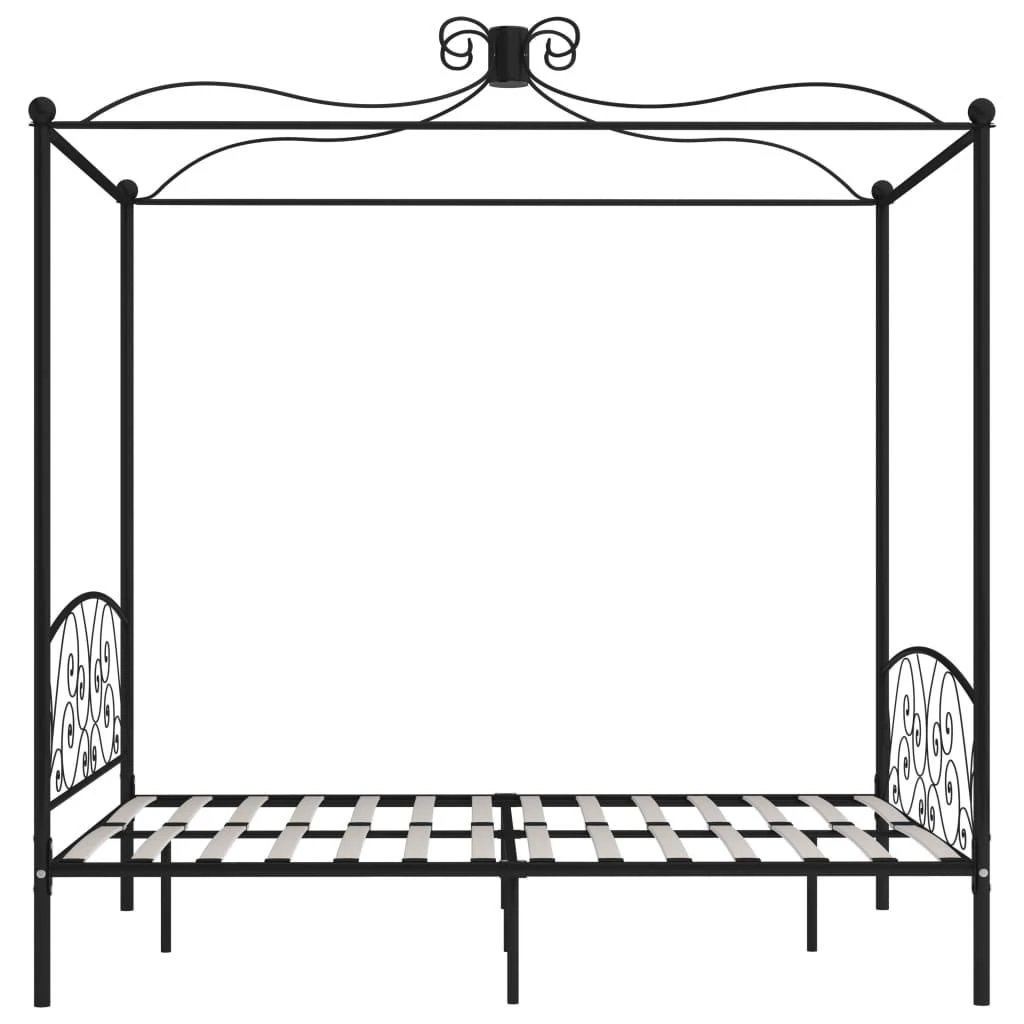 Lovos rėmas su baldakimu, juodos spalvos, 180x200cm, metalas
