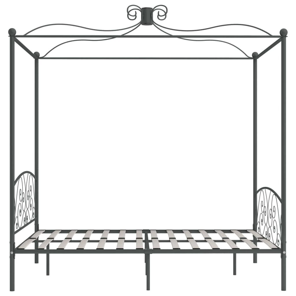 Lovos rėmas su baldakimu, pilkos spalvos, 160x200cm, metalas