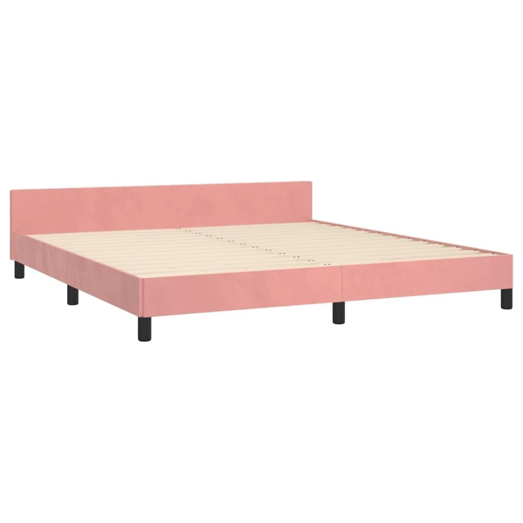 lovos rėmas su galvūgaliu be čiužinio rožinis 160x200cm aksomas