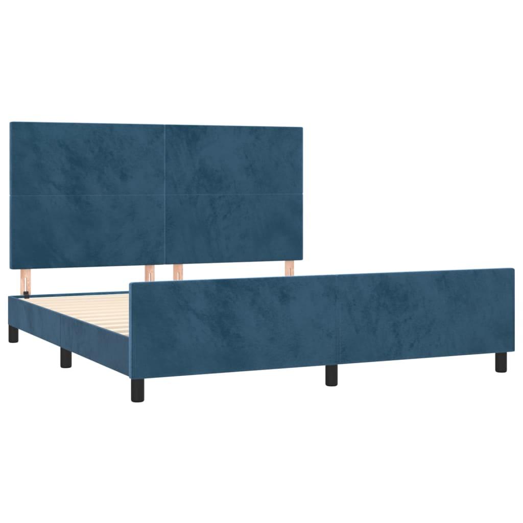 Lovos rėmas be čiužinio tamsiai mėlynas 160x200 cm aksomas