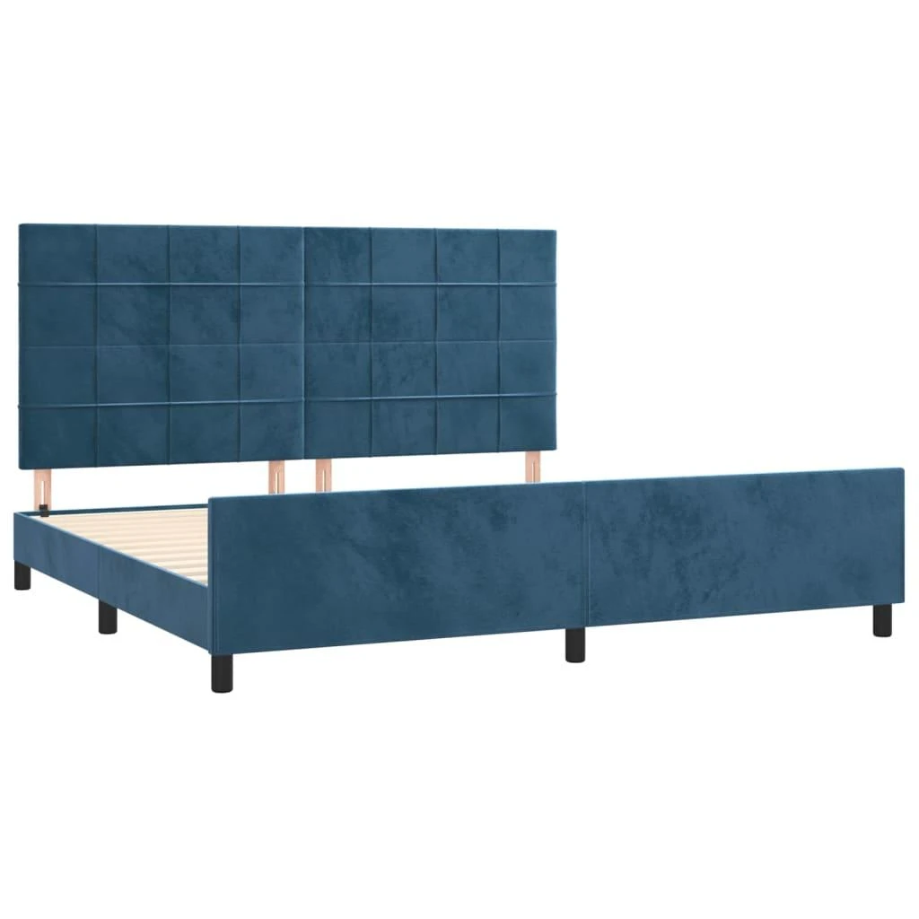 Lovos rėmas be čiužinio tamsiai mėlynas 200x200 cm aksomas