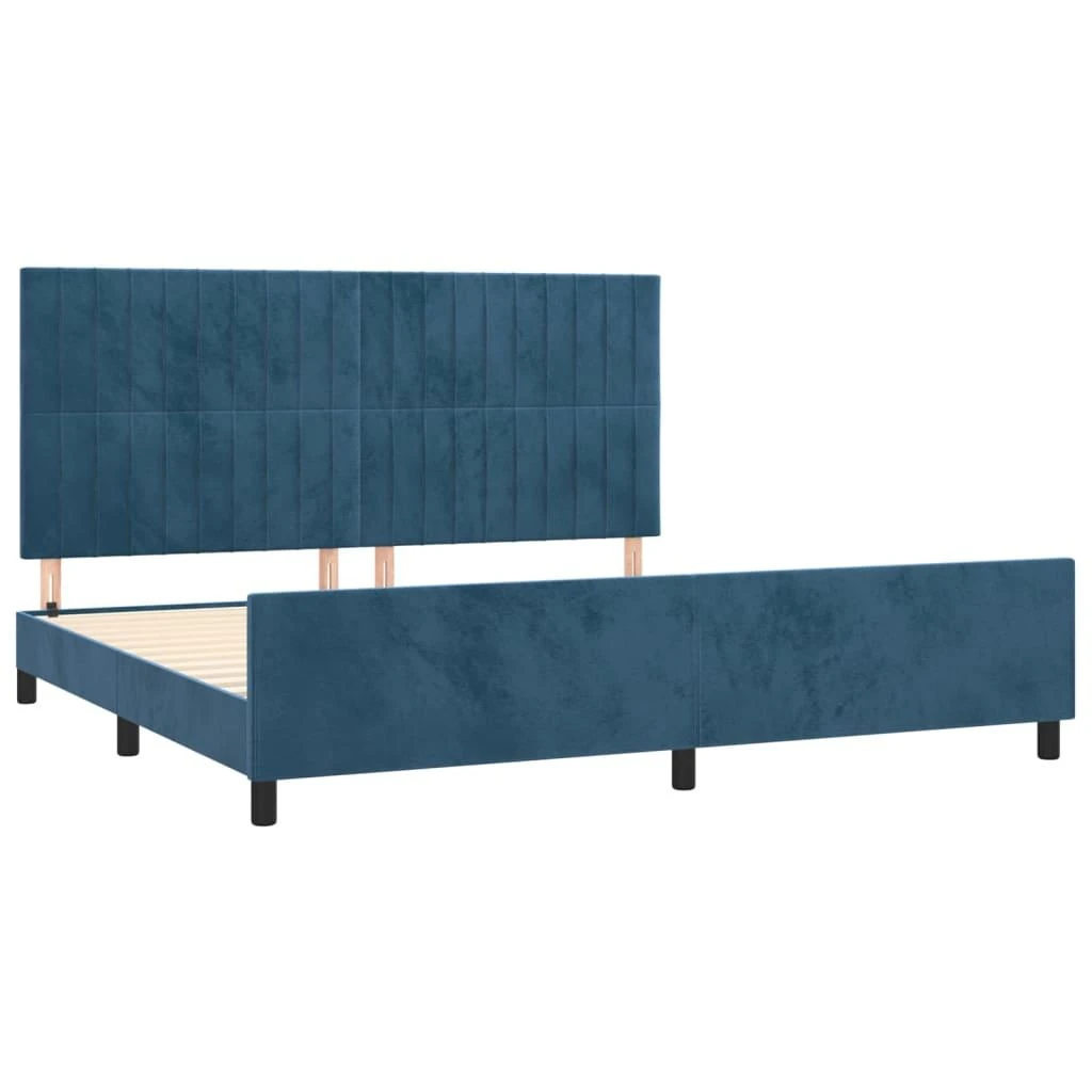 Lovos rėmas be čiužinio tamsiai mėlynas 200x200 cm aksomas