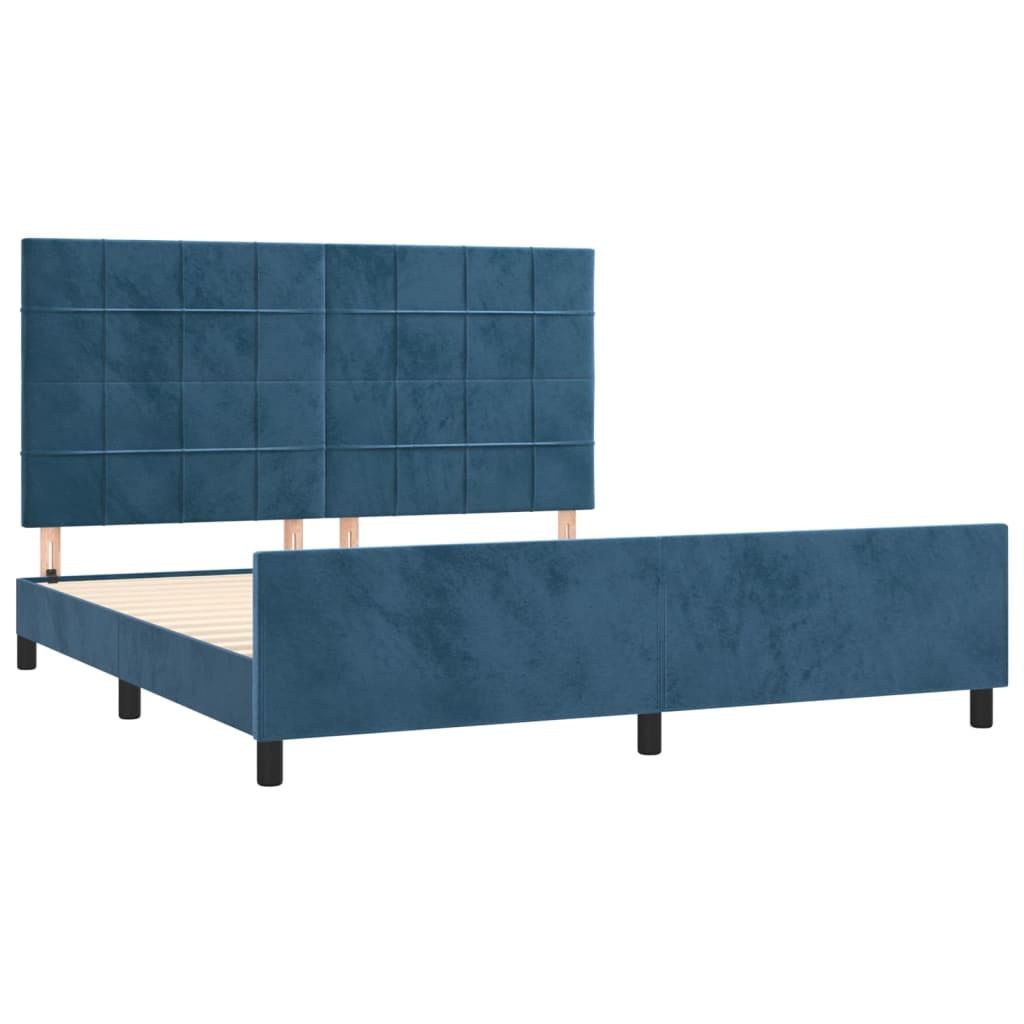 Lovos rėmas be čiužinio tamsiai mėlynas 160x200 cm aksomas