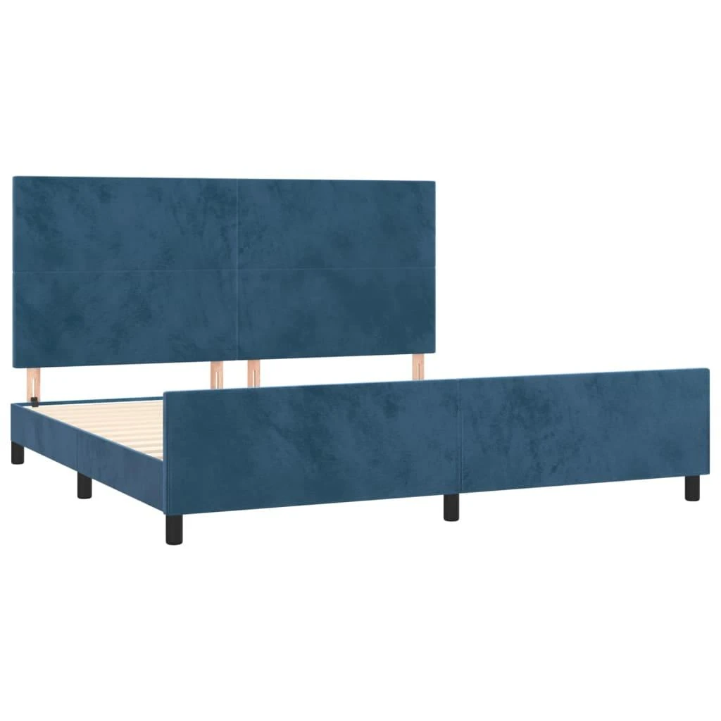 Lovos rėmas be čiužinio tamsiai mėlynas 200x200 cm aksomas
