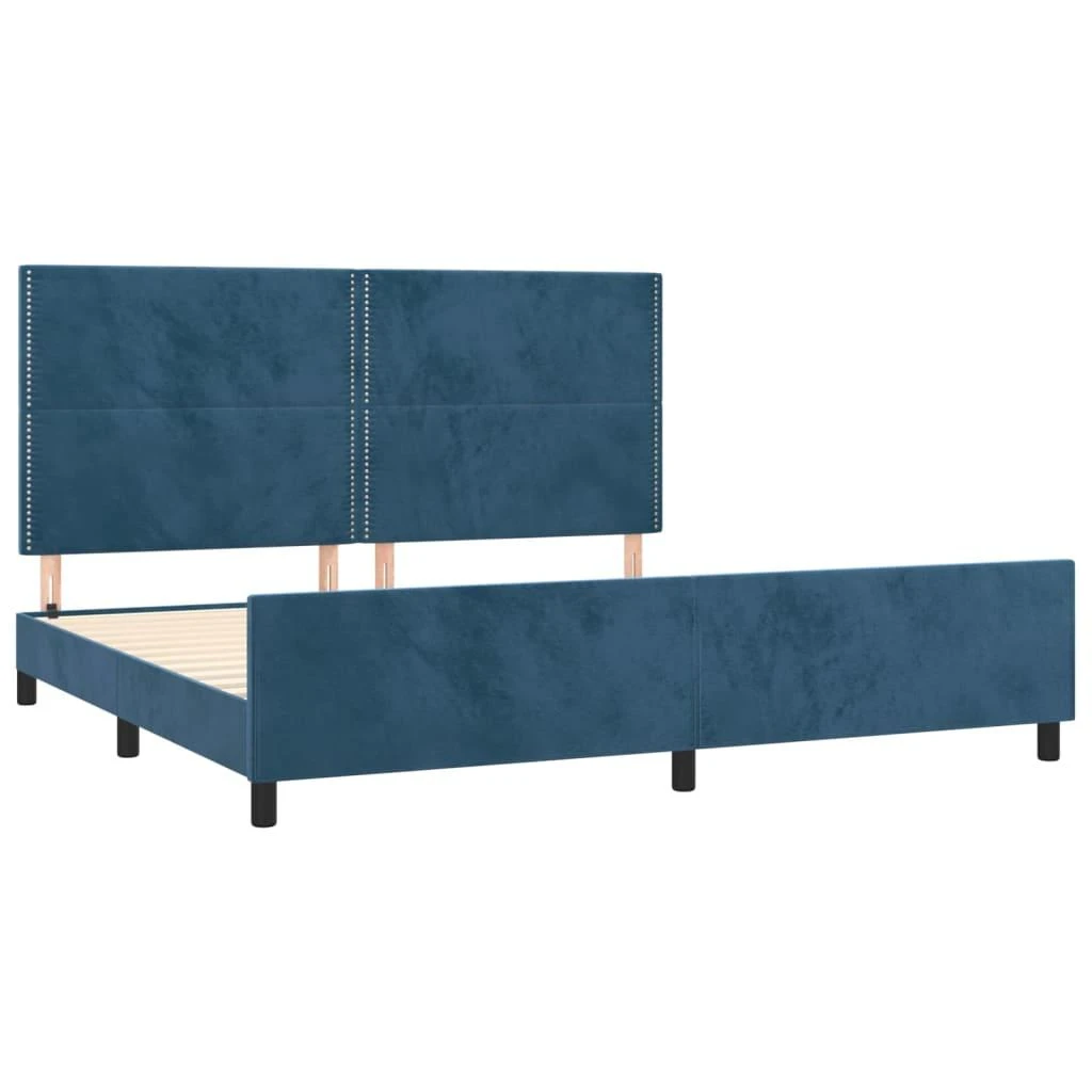 Lovos rėmas be čiužinio tamsiai mėlynas 200x200 cm aksomas