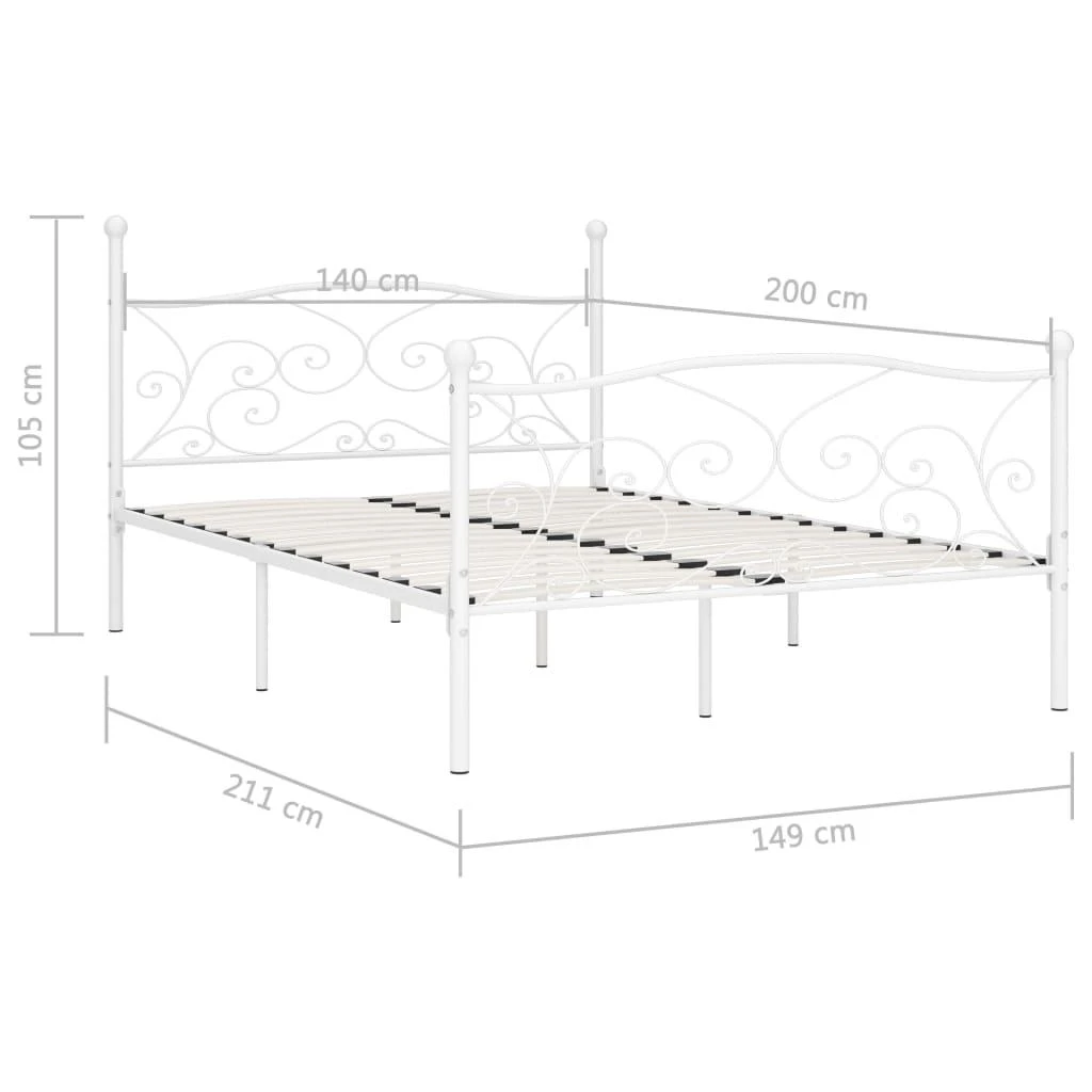 Lovos rėmas su grotelių pagrindu, baltas, 140x200cm, metalas