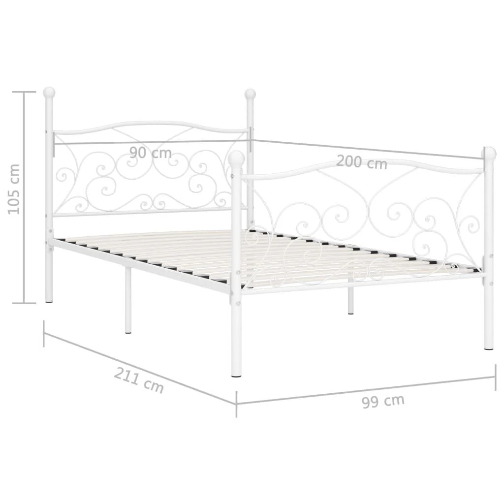 Lovos rėmas su grotelių pagrindu, baltas, 90x200cm, metalas
