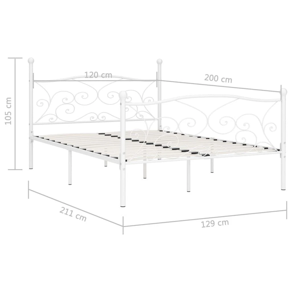 Lovos rėmas su grotelių pagrindu, baltas, 120x200cm, metalas