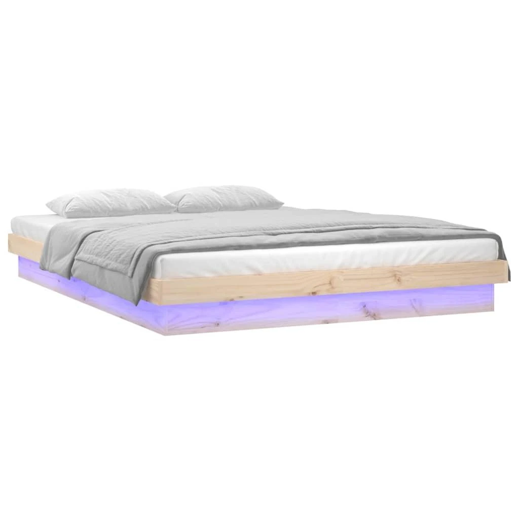 Lova Lovos rėmas su LED, 135x190cm, medienos masyvas, dvivietis