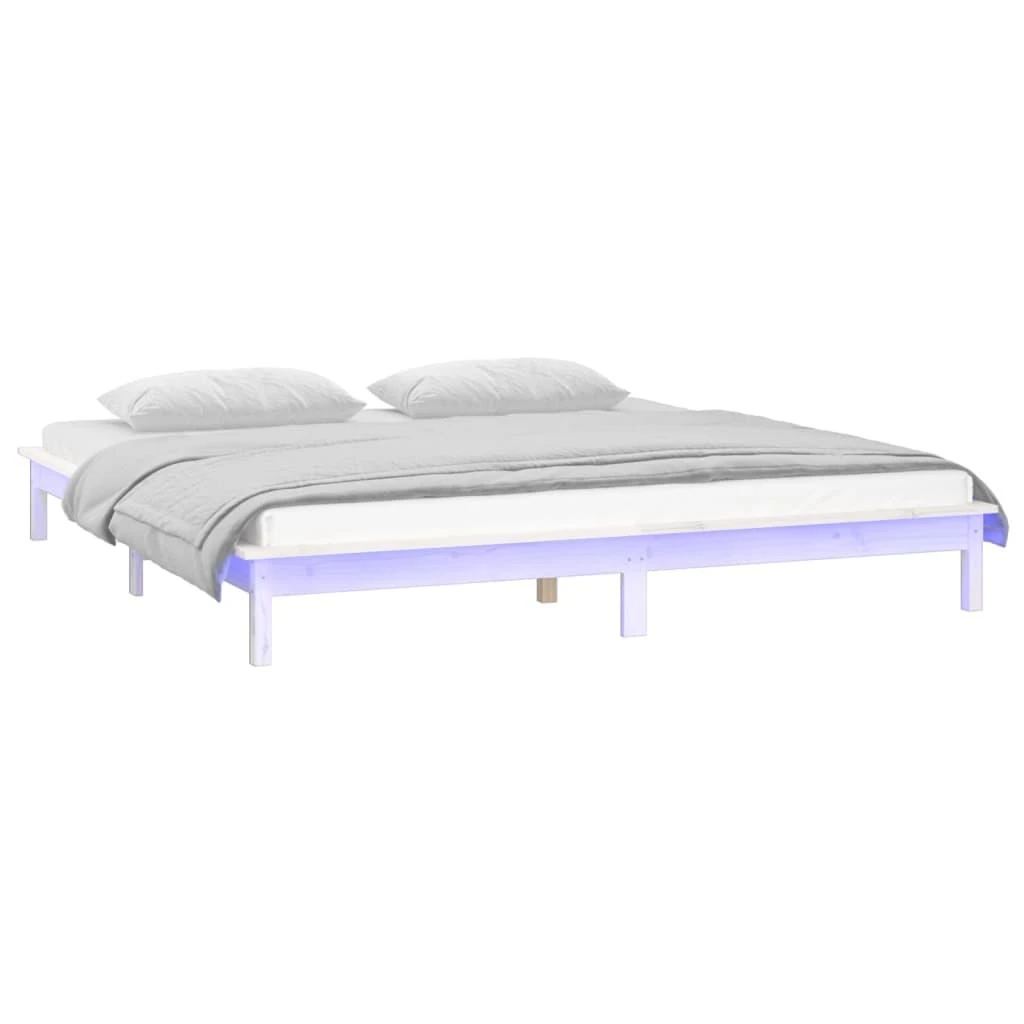 Lovos rėmas su LED, baltas, 150x200cm, mediena, didelis