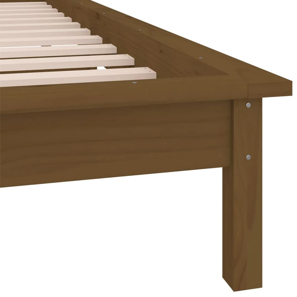 Lovos rėmas su LED, medaus rudas, 100x200cm, medienos masyvas