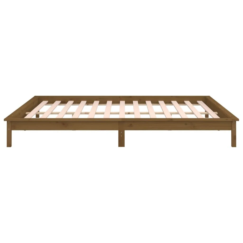 Lovos rėmas su LED, medaus rudas, 200x200cm, medienos masyvas