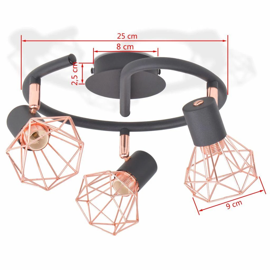 Lubinis šviestuvas su 3 kaitrinėmis LED lemputėmis, 12W