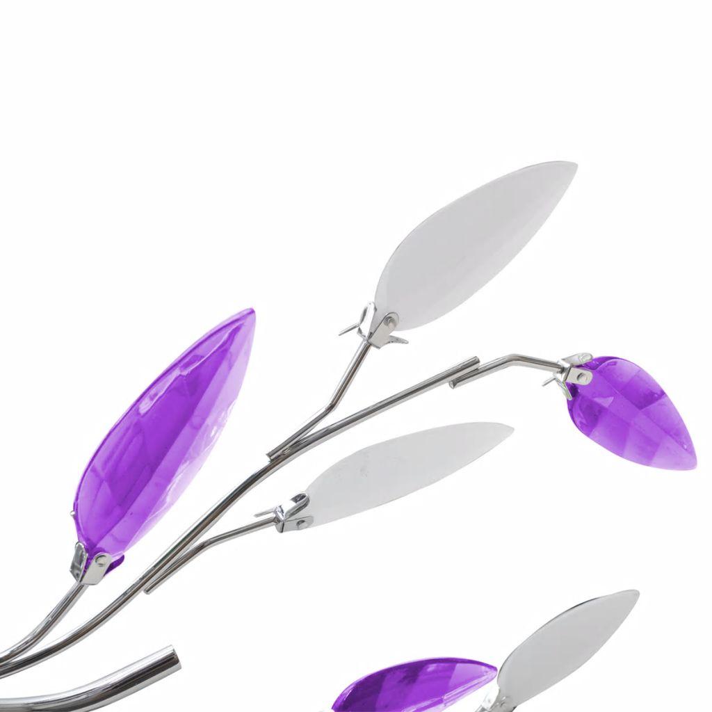 Lubinis šviestuvas Lubų Šviestuvas su Baltais ir Violetiniais Lapeliais, 5 E14 lemputės