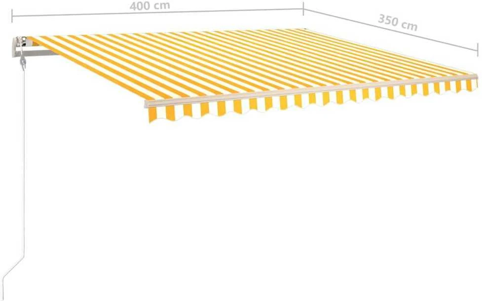 Markizė su LED/vėjo jutikliu, geltona/balta, 400x350cm