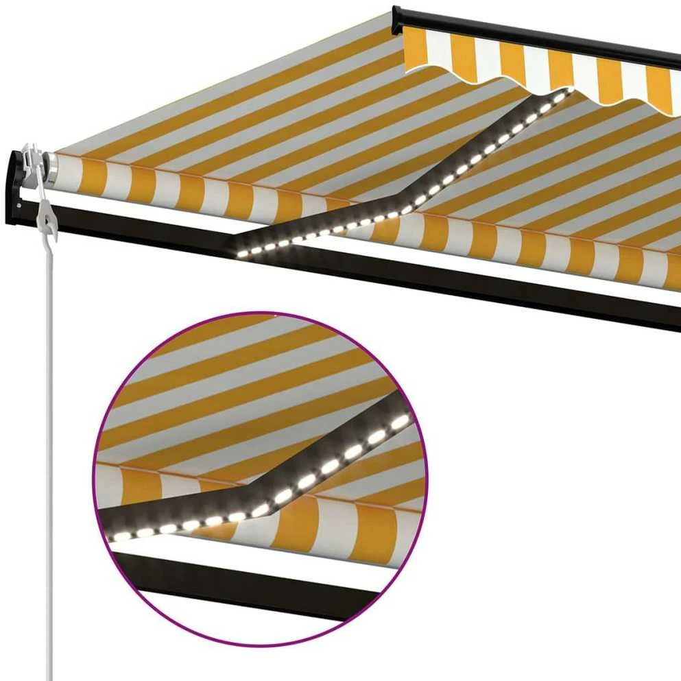 Markizė su LED/vėjo jutikliu, geltona/balta, 350x250cm