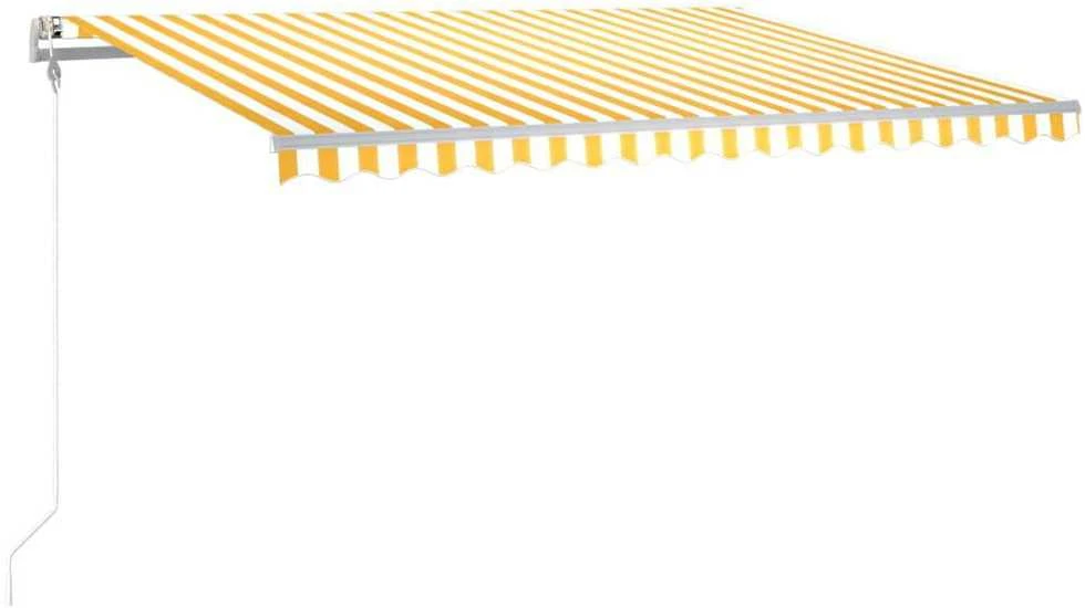 Markizė su LED/vėjo jutikliu, geltona/balta, 450x350cm