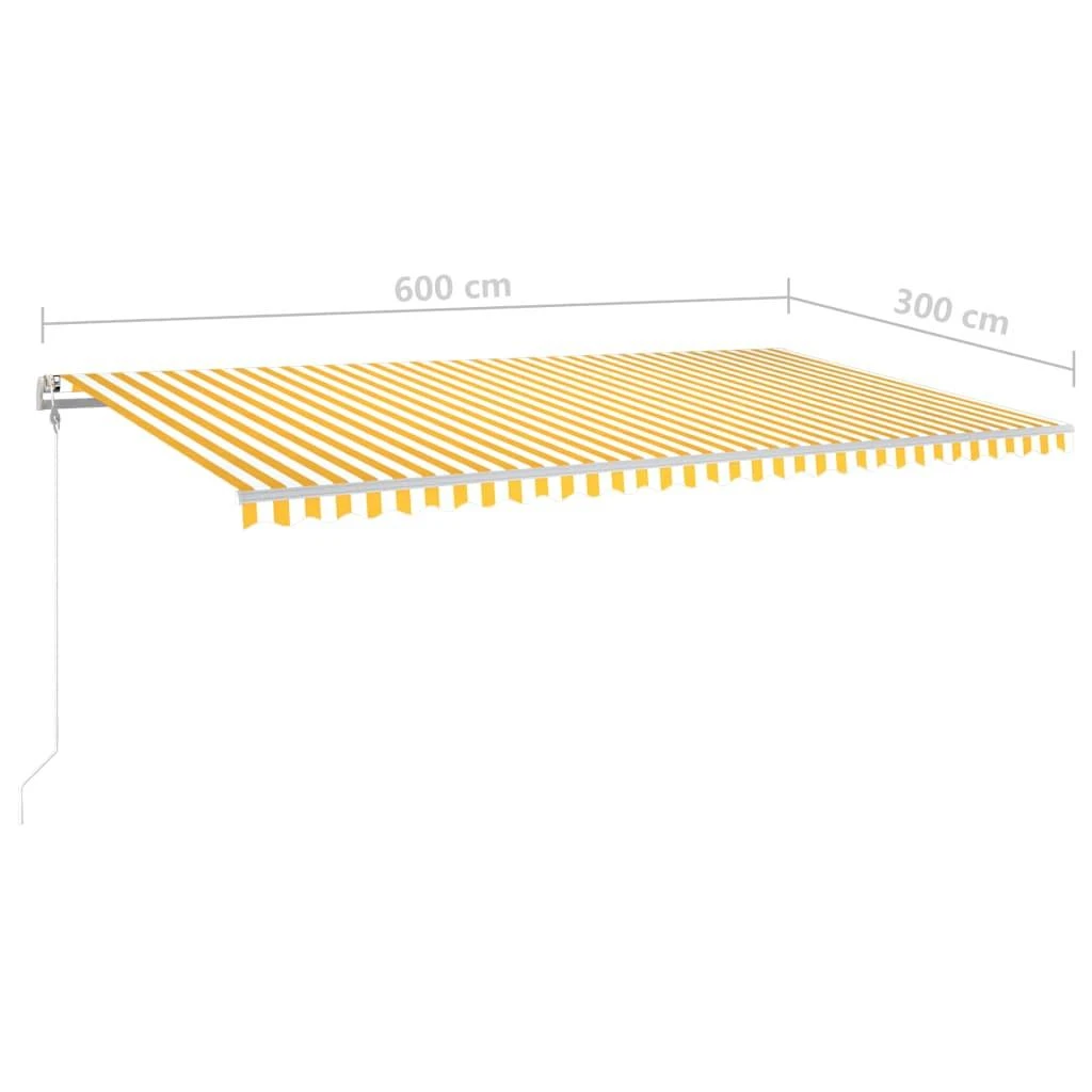 Markizė su LED/vėjo jutikliu, geltona/balta, 600x300cm