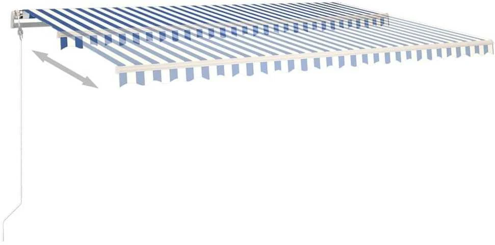 Markizė su LED/vėjo jutikliu, mėlyna/balta, 500x350cm