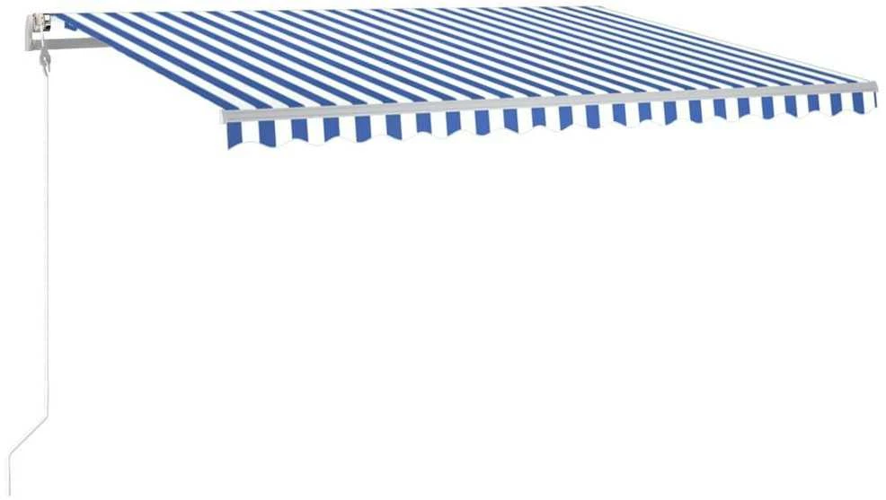Markizė su LED/vėjo jutikliu, mėlyna/balta, 450x350cm