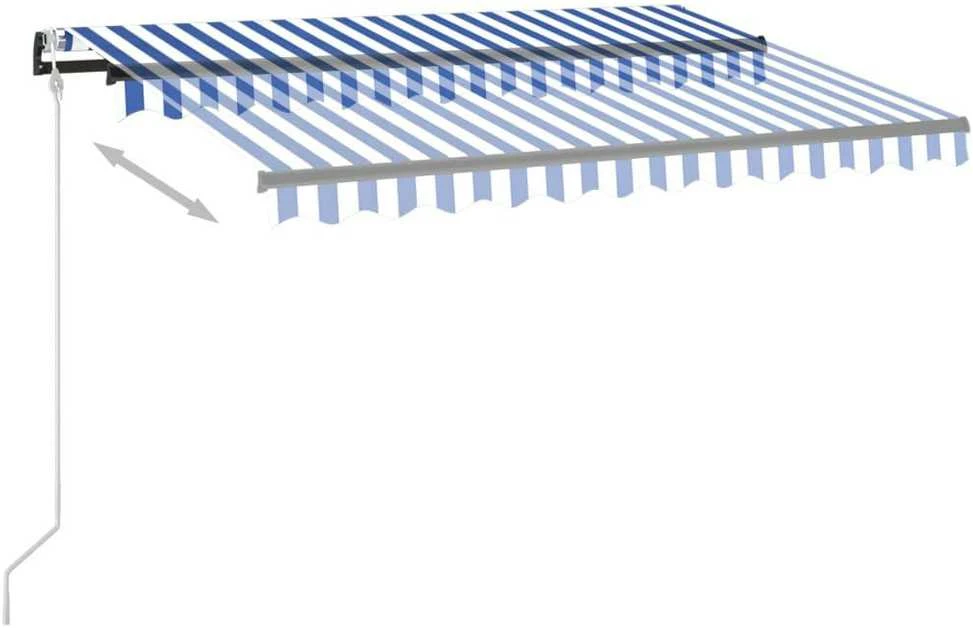 Markizė su LED/vėjo jutikliu, mėlyna/balta, 350x250cm
