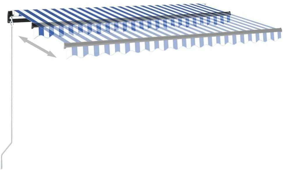 Markizė su LED/vėjo jutikliu, mėlyna/balta, 450x300cm