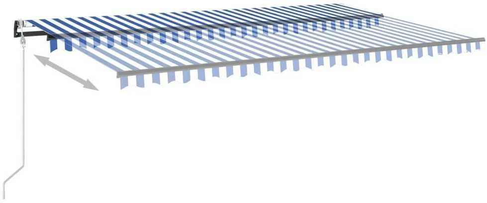 Markizė su LED/vėjo jutikliu, mėlyna/balta, 500x300cm