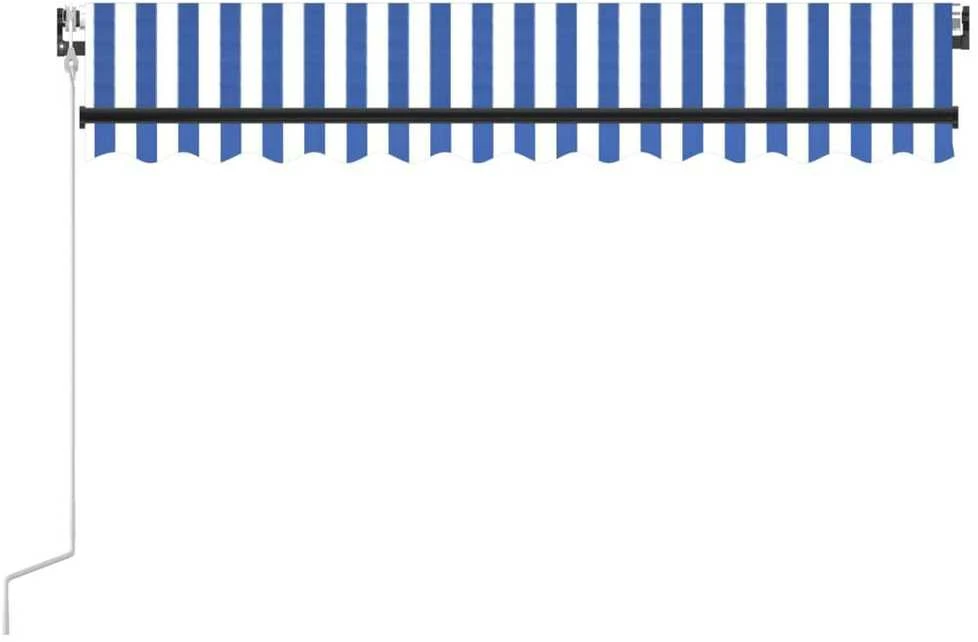 Markizė su LED/vėjo jutikliu, mėlyna/balta, 350x250cm