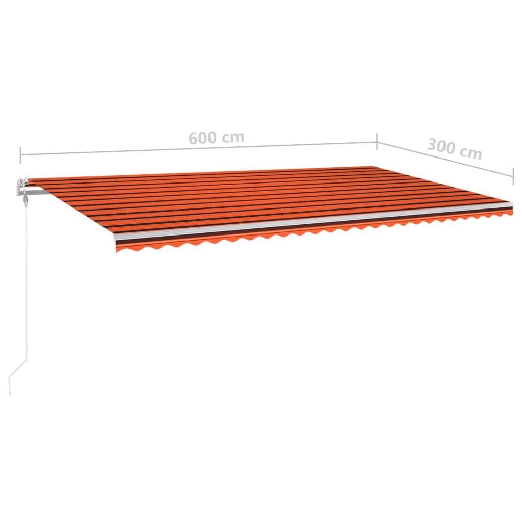 Markizė su LED/vėjo jutikliu, oranžinė/ruda, 600x300cm