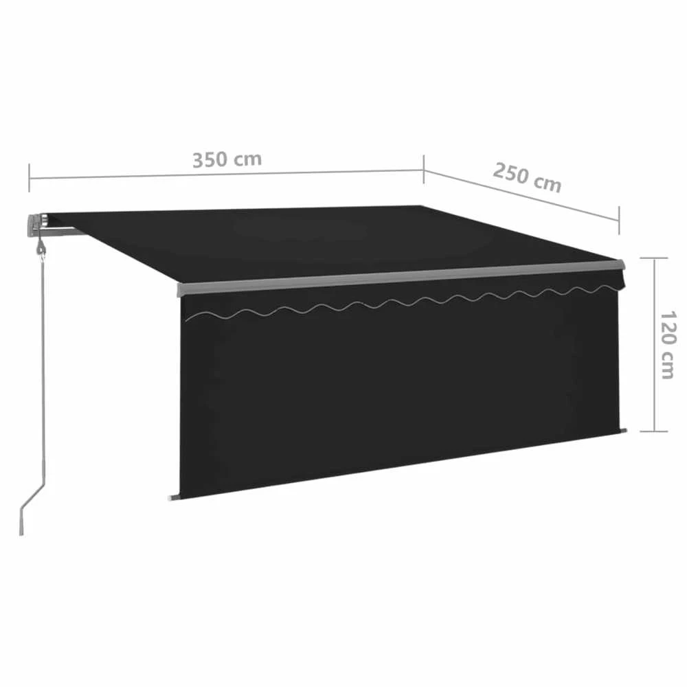 Markizė su uždanga/LED/vėjo jutikliu, antracito, 3,5x2,5m