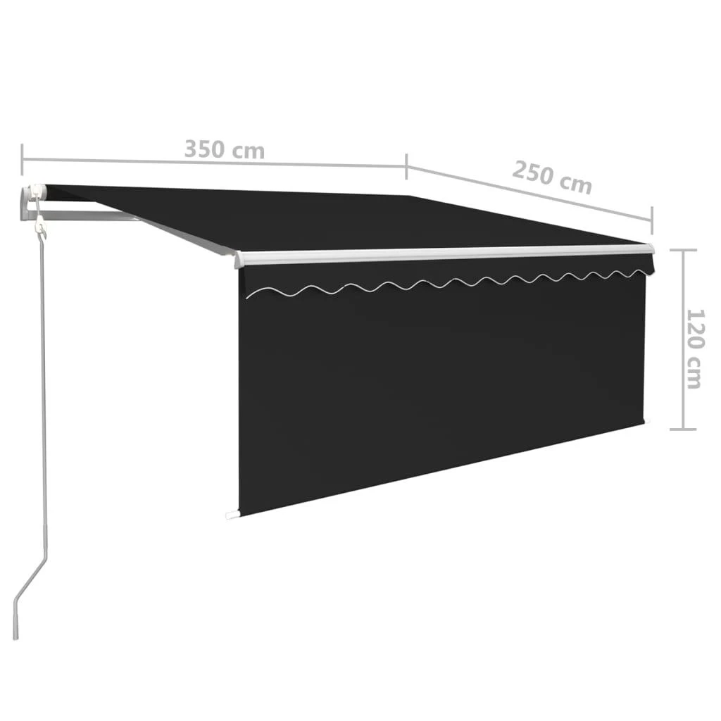 Markizė su uždanga/LED/vėjo jutikliu, antracito, 3,5x2,5m