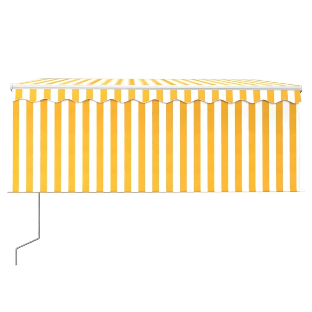 Markizė su uždanga/LED/vėjo jutikliu, geltona/balta, 3x2,5m