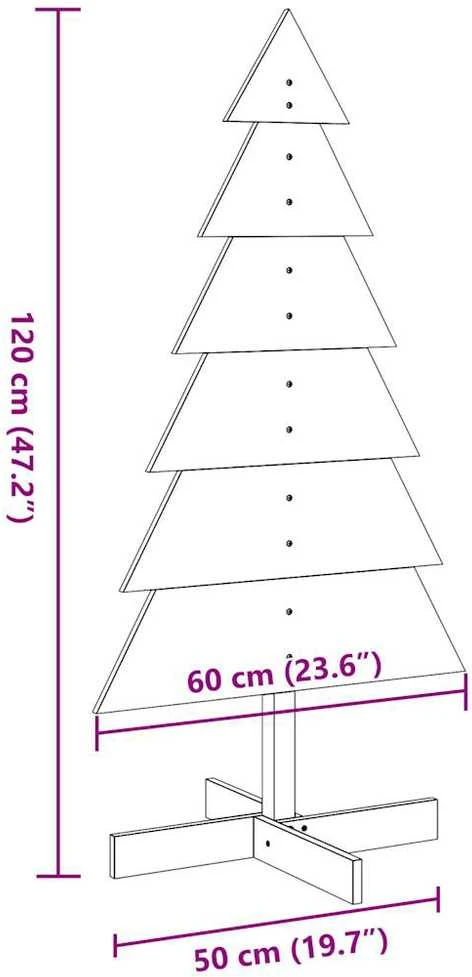 Medinė Kalėdų eglutė, balta, 120cm, pušies medienos masyvas