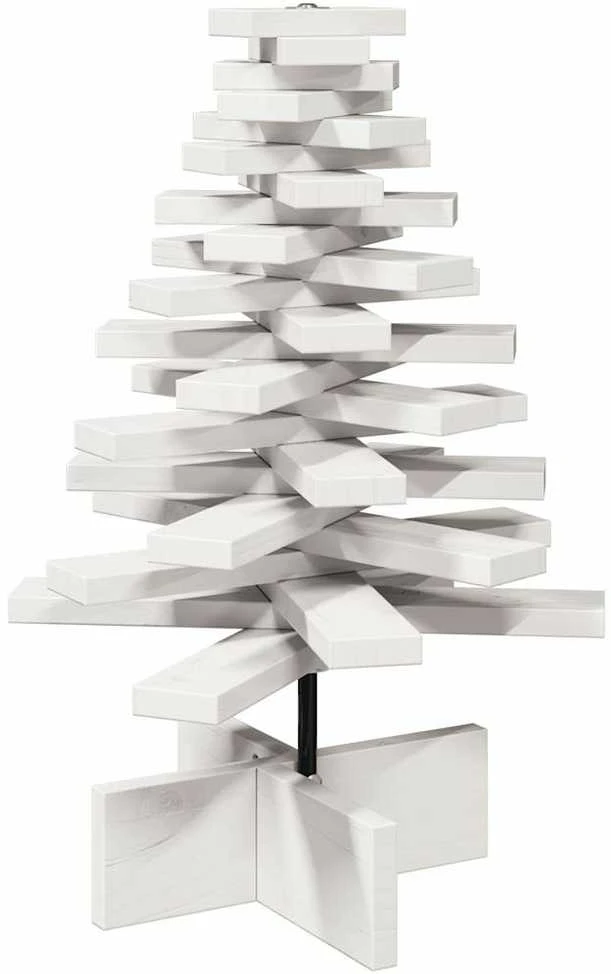 Medinė Kalėdų eglutė, balta, 60cm, pušies medienos masyvas