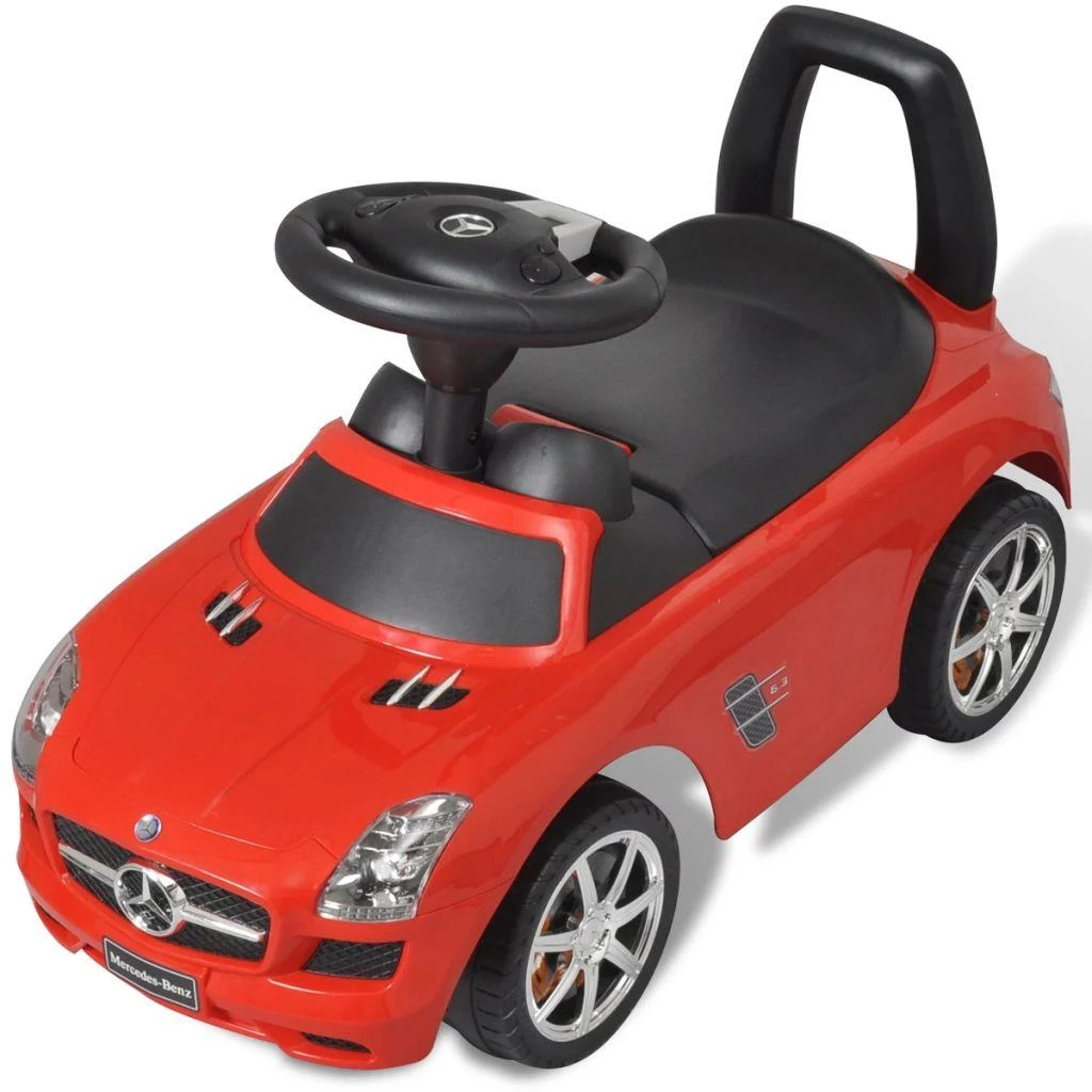 Kojomis varomas vaikiškas automobilis, raudonos spalvos
