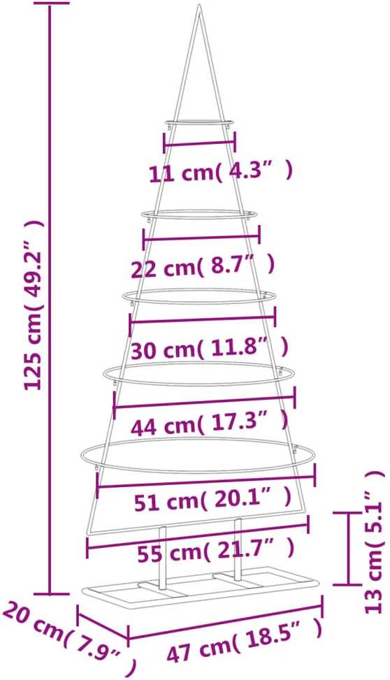 Metalinė Kalėdų eglutė, juodos spalvos, 125cm