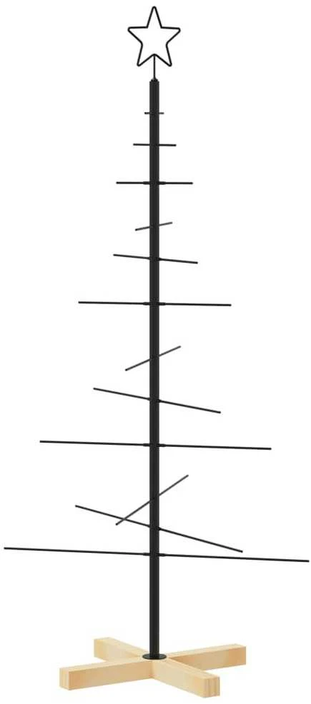 Metalinė Kalėdų eglutė su mediniu pagrindu, juoda, 120 cm