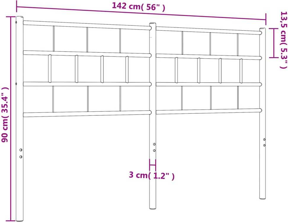 Metalinis galvūgalis, baltos spalvos, 135cm
