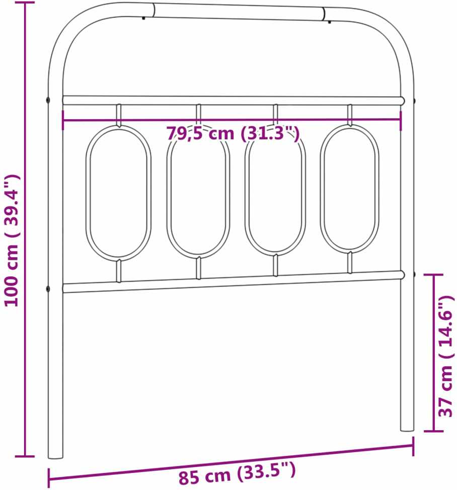 Metalinis pakaitinis galvūgalis, juodos spalvos, 80cm