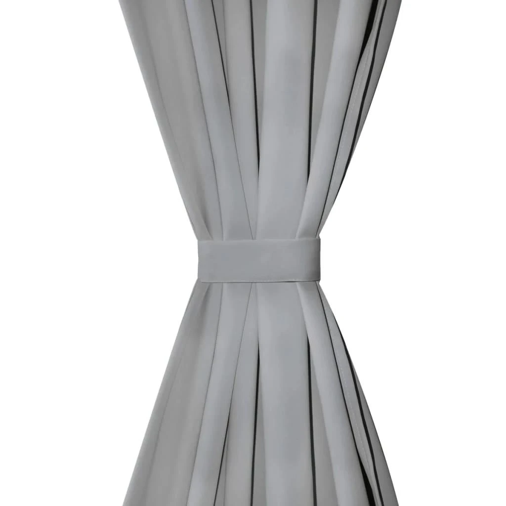 Mikro satino užuolaidos su kilpomis, 2 vnt., 140x225 cm, pilkos