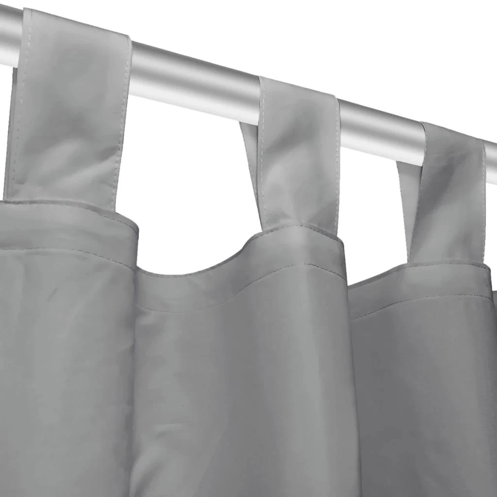 Mikro satino užuolaidos su kilpomis, 2 vnt., 140x225 cm, pilkos