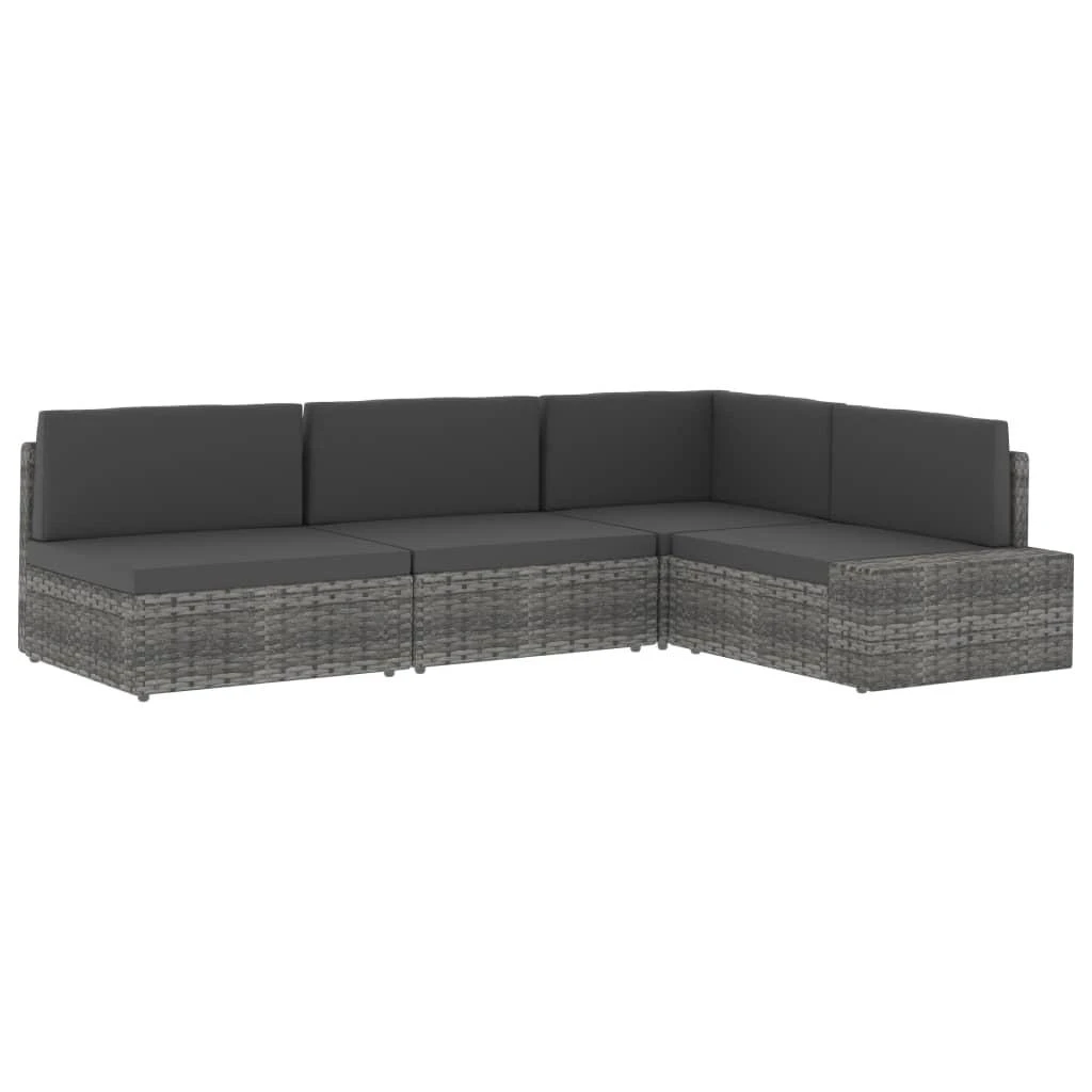 Modulinė dvivietė sofa, juodos spalvos, poliratanas