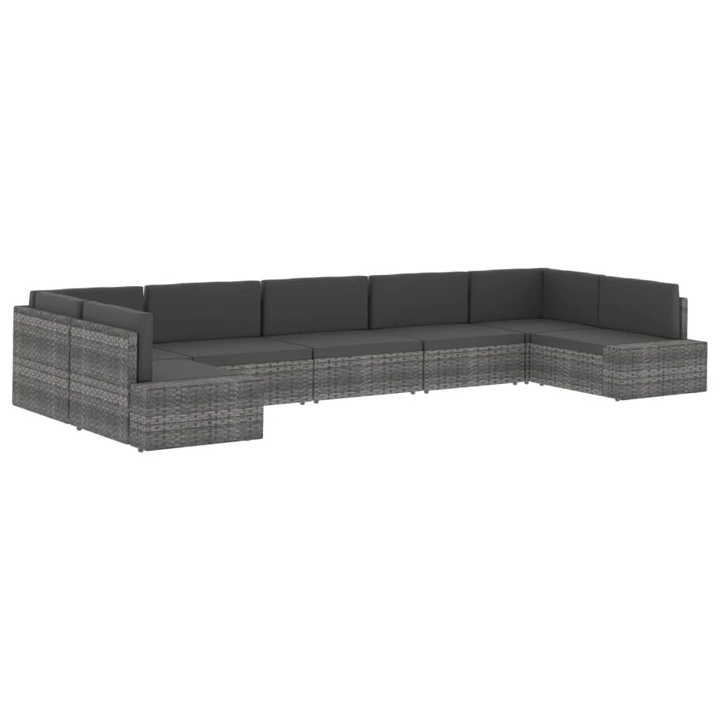 Modulinė dvivietė sofa, pilkos spalvos, poliratanas