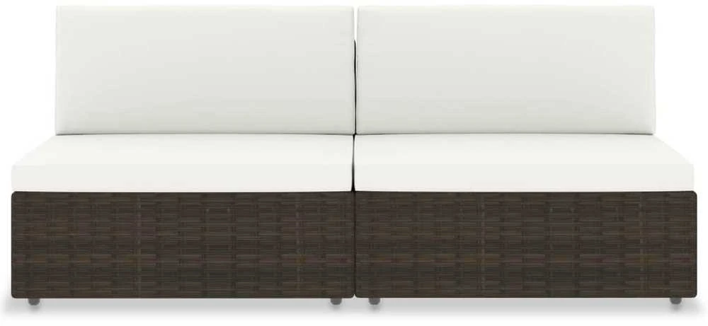 Modulinė dvivietė sofa, rudos spalvos, poliratanas