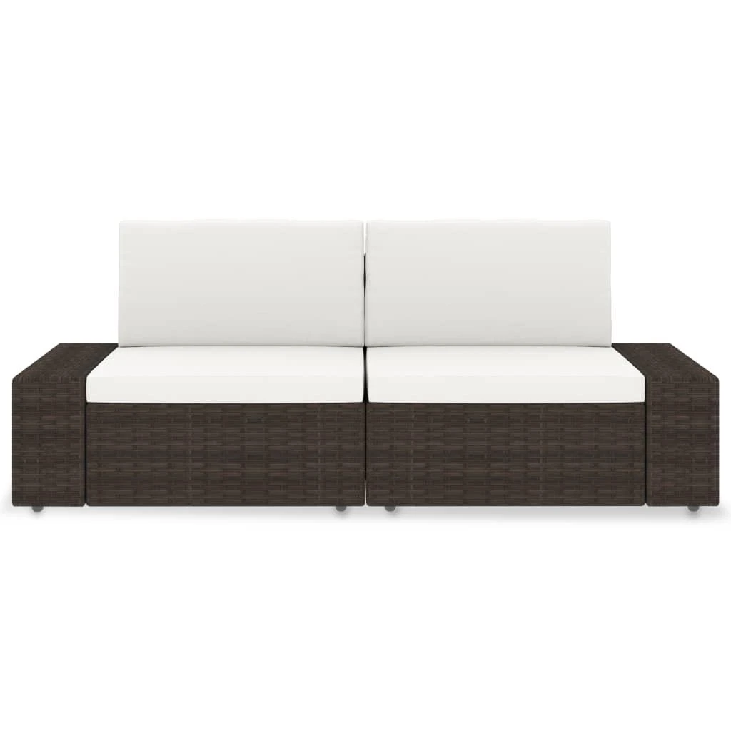 Modulinė dvivietė sofa, rudos spalvos, poliratanas