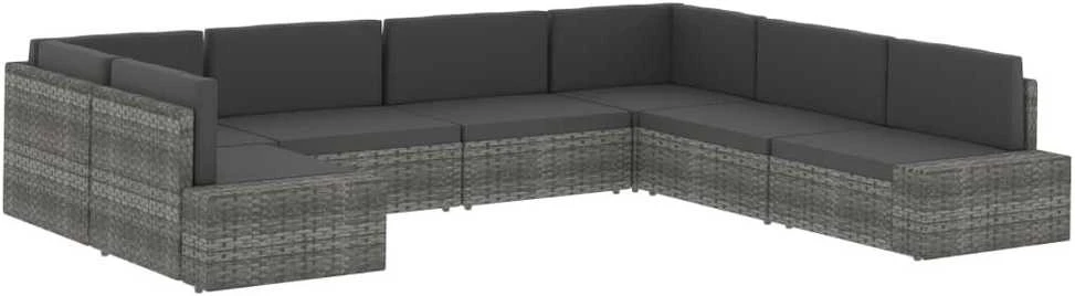 Modulinė kampinė sofa, juodos spalvos, poliratanas