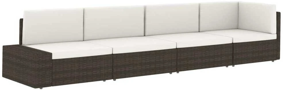 Modulinė kampinė sofa, juodos spalvos, poliratanas