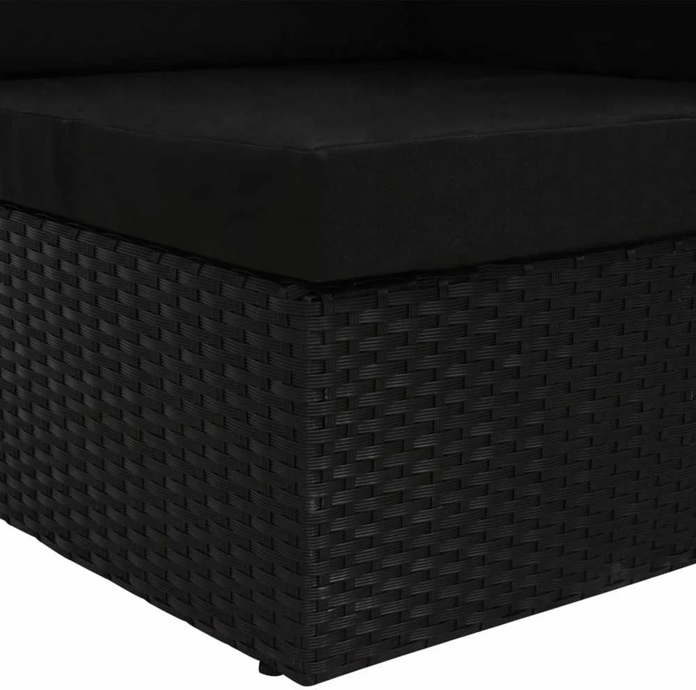 Modulinė kampinė sofa, juodos spalvos, poliratanas