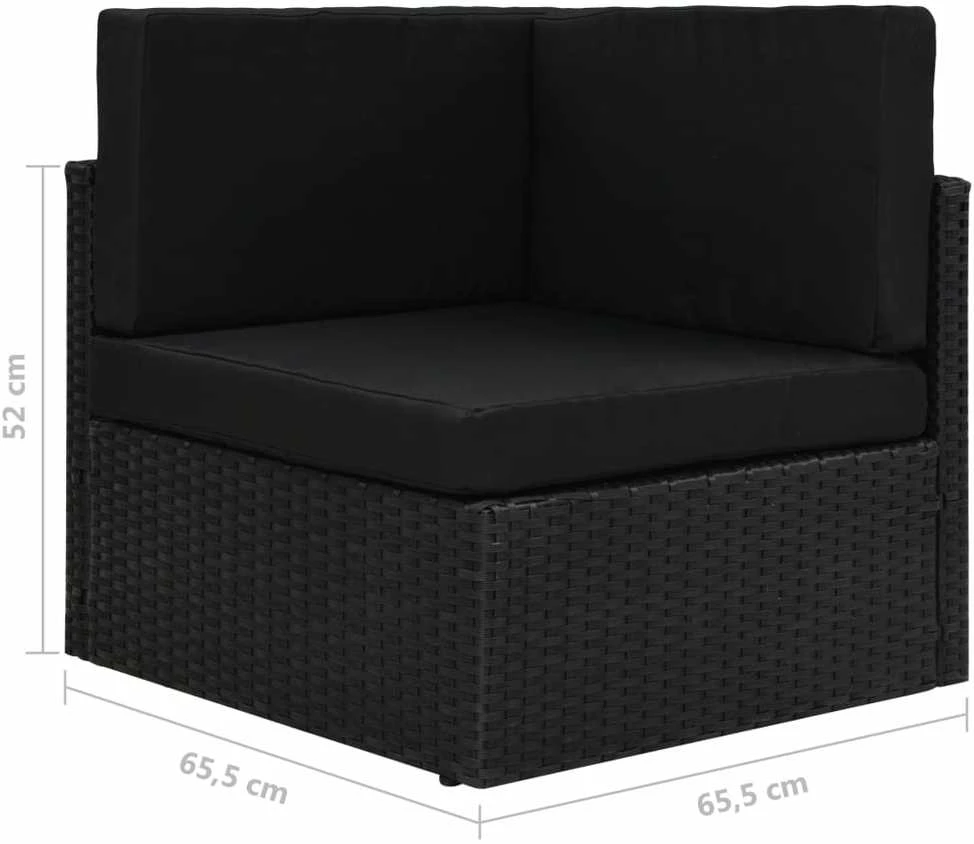 Modulinė kampinė sofa, juodos spalvos, poliratanas