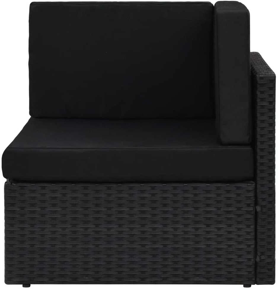 Modulinė kampinė sofa, juodos spalvos, poliratanas